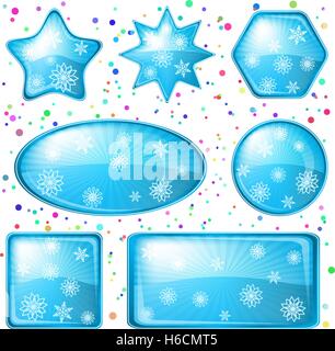 Christmas buttons snowflakes, set Stock Vector