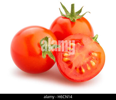 sliced cherry tomatoes isolated Stock Photo