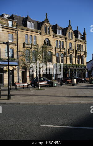 Castle Buildings and Robert Peel statue, The Rock, Bury Stock Photo