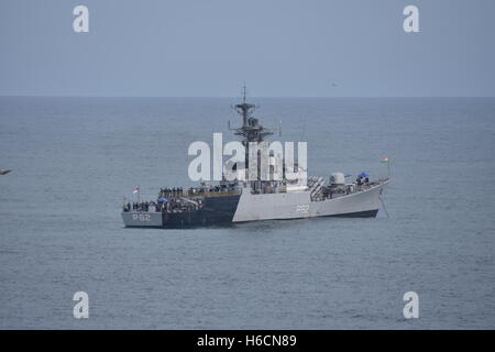 Indian Navy corvettes in Bay of Bengal, India Stock Photo