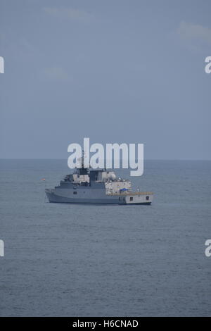 Indian Navy corvettes in Bay of Bengal, India Stock Photo