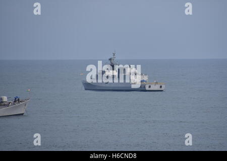 Indian Navy corvettes in Bay of Bengal, India Stock Photo