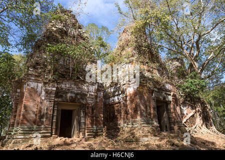 Main sanctuary, early 10th century Hindu temples,Prasat Pram temple, Koh Ker, aka Chok Gargyar, Siem Reap, Cambodia Stock Photo