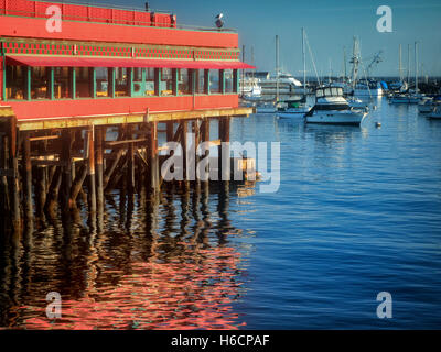 Abstract reflection of buildings.  Fisherman's Warf. Monterey, California Stock Photo