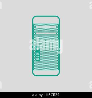 System unit icon. Gray background with green. Vector illustration. Stock Vector