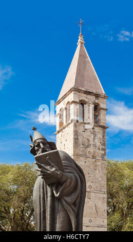 The gigantic statue of the 10th-century Croatian bishop Gregorius of Nin, opposite the Golden Gate, Split, Croatia Stock Photo