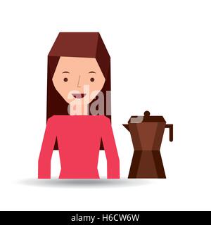 woman cute maker coffee graphic vector illustration Stock Vector