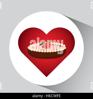 heart cartoon sweet pie strawberry and chocolate icon design vector illustration Stock Vector
