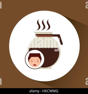cartoon guy with maker coffee design icon vector illustration Stock Vector