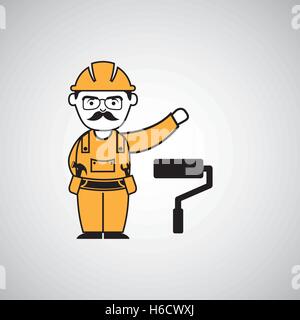 roller man worker construction design icon vector illustration Stock Vector