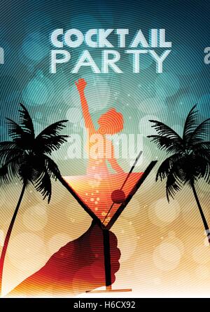 Cocktail Party Invitation Poster Template - Vector Illustration Stock Vector