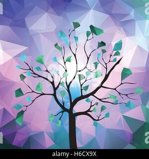 Polygonal Tree with Crystal Leafs - Vector Illustration Stock Vector