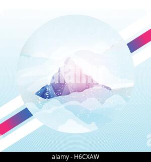 Snowy Mountains Peak with Clouds under it - Vector Illustration Stock Vector