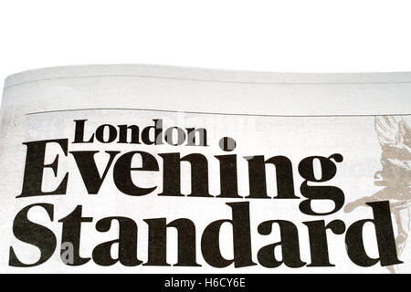 LONDON, UK - OCTOBER 21ST 2016: A close-up of the title of the London Evening Standard free daily newspaper. Stock Photo