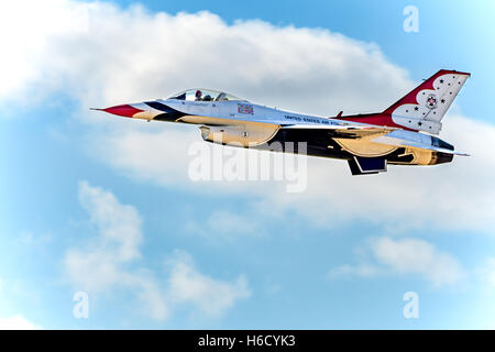 Thunderbird One USAF set against blue sky background Stock Photo