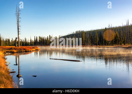 Early morning landscape view of the Snake River in Yellowstone National Park