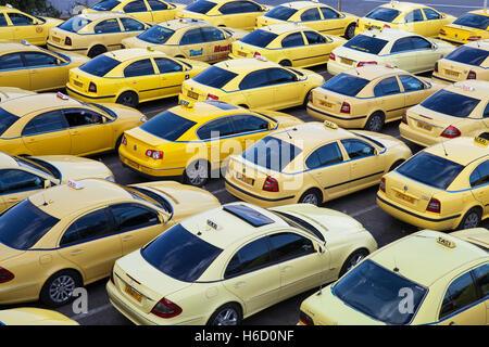 Taxi rank at Athens International Airport Stock Photo