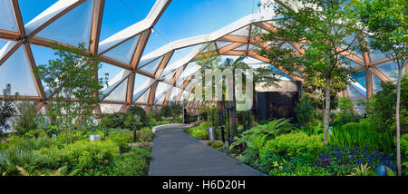 Crossrail Place roof garden above the new Crossrail train station in Canary Wharf, London, UK Stock Photo