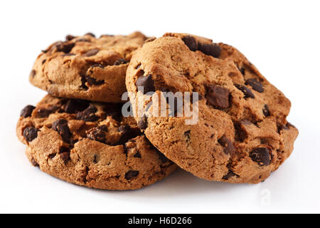 Chocolate chip cookies on white Stock Photo
