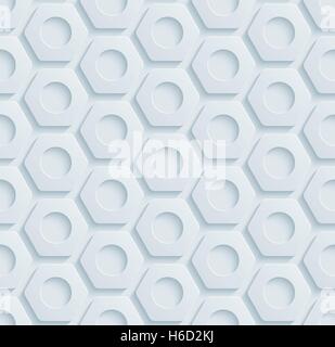 Neutral light gray seamless pattern with 3D effect. Tileable vector background. Stock Vector