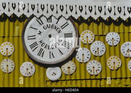 Clock face dials at the flea market at Porte de Clignancourt. Paris. France Stock Photo