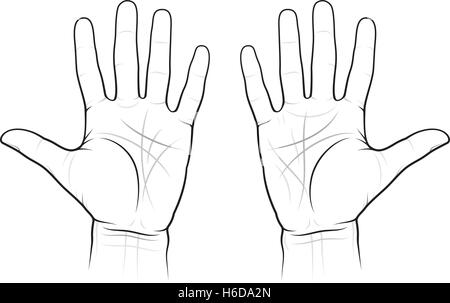 Chiromancy Chart of the Palms: lines and ways, EPS-8 Stock Vector