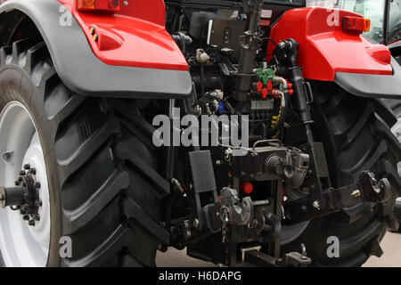 Red tractor the rear view Stock Photo