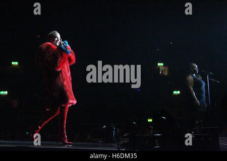 Louisa Johnson performing live on stage at the 2016 KISS Haunted House Party at the Wembley Arena in London. Photo date: Thursday, October 27, 2016. Photo credit should read: Roger Garfield/Alamy Stock Photo