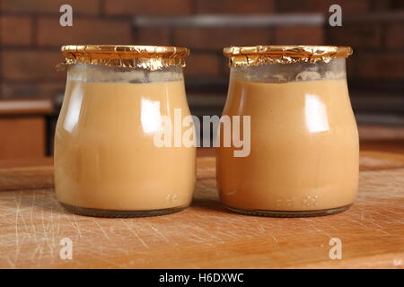 Milk pudding dessert jar Stock Photo