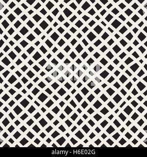Vector Seamless Hand Drawn Diagonal Grid Pattern. Abstract Freehand Background Design Stock Vector