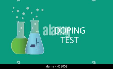 doping test dope concept illustration with laboratory bottle and text vector Stock Vector