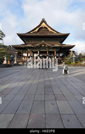 Nagano, Japan - December 27, 2015: Zenk0-ji is a Buddhist temple located in Nagano, Japan. Stock Photo