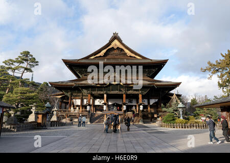 Nagano, Japan - December 27, 2015: Zenk0-ji is a Buddhist temple located in Nagano, Japan. T Stock Photo