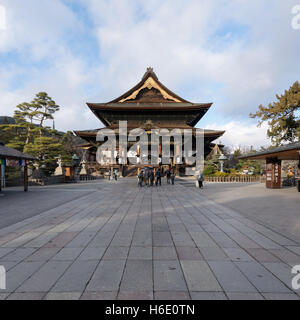 Nagano, Japan - December 27, 2015: Zenk0-ji is a Buddhist temple located in Nagano, Japan. Stock Photo