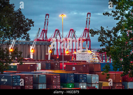 British exports and imports being unloaded and loaded at Seaforth Docks, Liverpool2, Merseyside,  UK Stock Photo