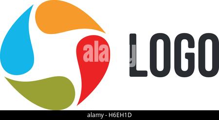 Isolated abstract colorful drops circle logo. Liquid circulation logotype. Kids art school icon, Round paint sign. Natural symbol. Vector drops illustration. Stock Vector