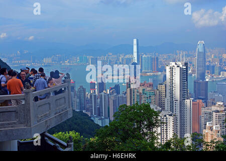 aerial view from Victoria peak on the bay of Hong Kong China Stock Photo
