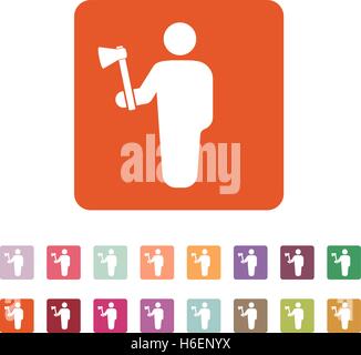 The lumberjack avatar icon. Forester and woodcutter, craftsman symbol. Flat  Vector illustration. Button Set Stock Vector