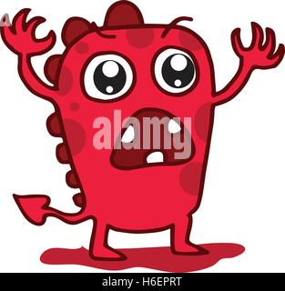 Cartoon funny red monster T-shirt design vector illustration Stock Vector