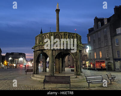 Castle Square, historic Aberdeen, The Granite city, North East Scotland at dusk, UK Stock Photo