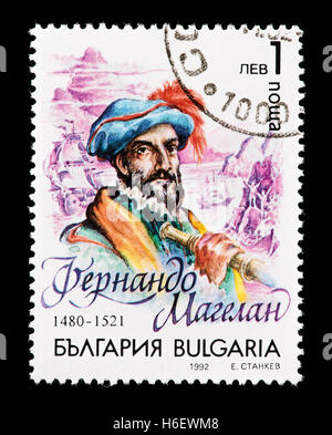 Postage stamp from Bulgaria depicting Ferdinand Magellan. Stock Photo