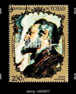 Postage stamp from Chad depicting the Rubens painting of Henry IV Stock Photo