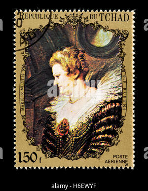 Postage stamp from Chad depicting the Rubens painting of Marie de Medici Stock Photo
