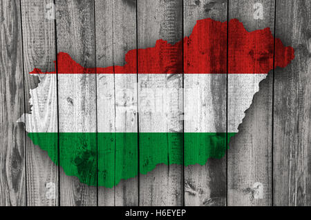 Map of Hungary on weathered wood Stock Photo - Alamy