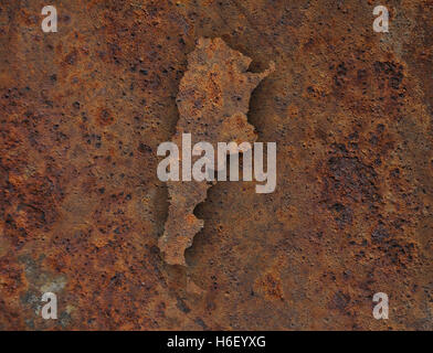 Map of Argentina on rusty linen Stock Photo