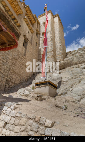 Leh Palace, built on the hillside overlooking the town; original home of the Ladakhi Royal Family. Stock Photo