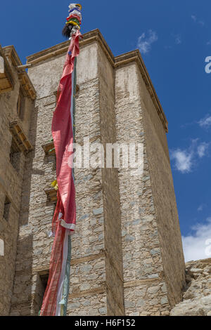 Leh Palace, built on the hillside overlooking the town; original home of the Ladakhi Royal Family. Stock Photo