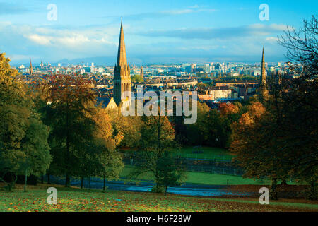 Looking across Glasgow at dawn from Queen’s Park, Glasgow Stock Photo