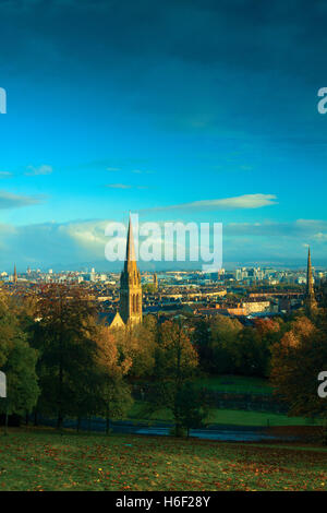 Looking across Glasgow at dawn from Queen’s Park, Glasgow Stock Photo