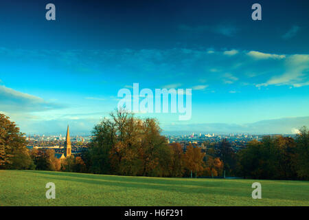 Looking across Glasgow at dawn from Queen’s Park, Glasgow Stock Photo